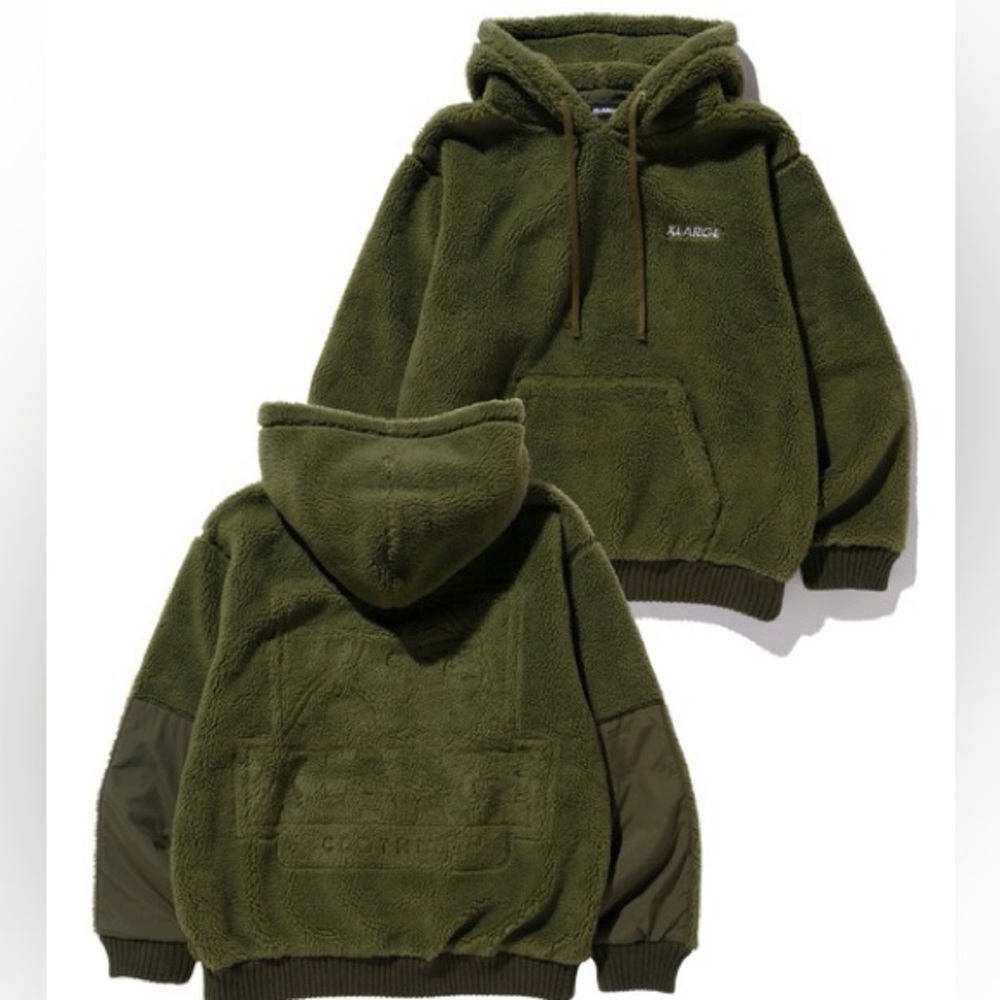 XLARGE BOA FLEECE PULLOVER HOODIE OLIVE SIZE MEDIUM